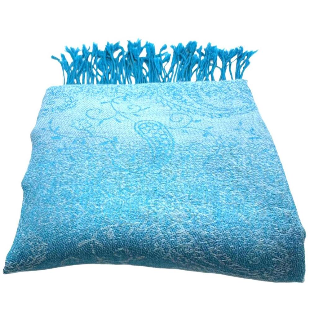 Woven Cashmere & Silk Pashmina Scarf with Fringe 72x26"
